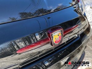 FIAT 500 ABARTH Front Emblem Cover - Carbon Fiber - Dark Red Candy